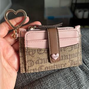 Juicy Couture Heart Keychain Card Holder in Pink and Brown